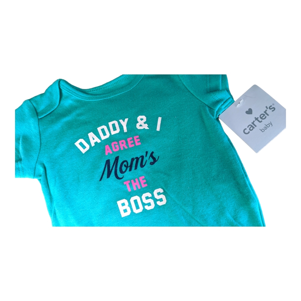 Carter's Girls 3m Pink/Teal Graphic Onsie - Picture 2 of 6
